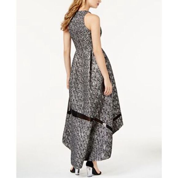 SB Sachine + Babi metallic print mesh -inset Hi-lo evening Gown 6 - Picture 10 of 11